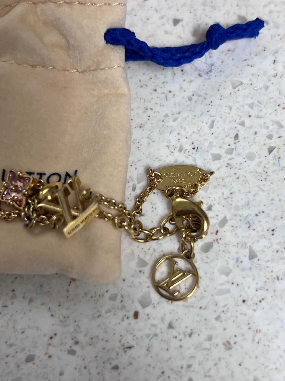 Louis Vuitton Gold and Pink LV Flower Charm Necklace - Picture 4 of 4